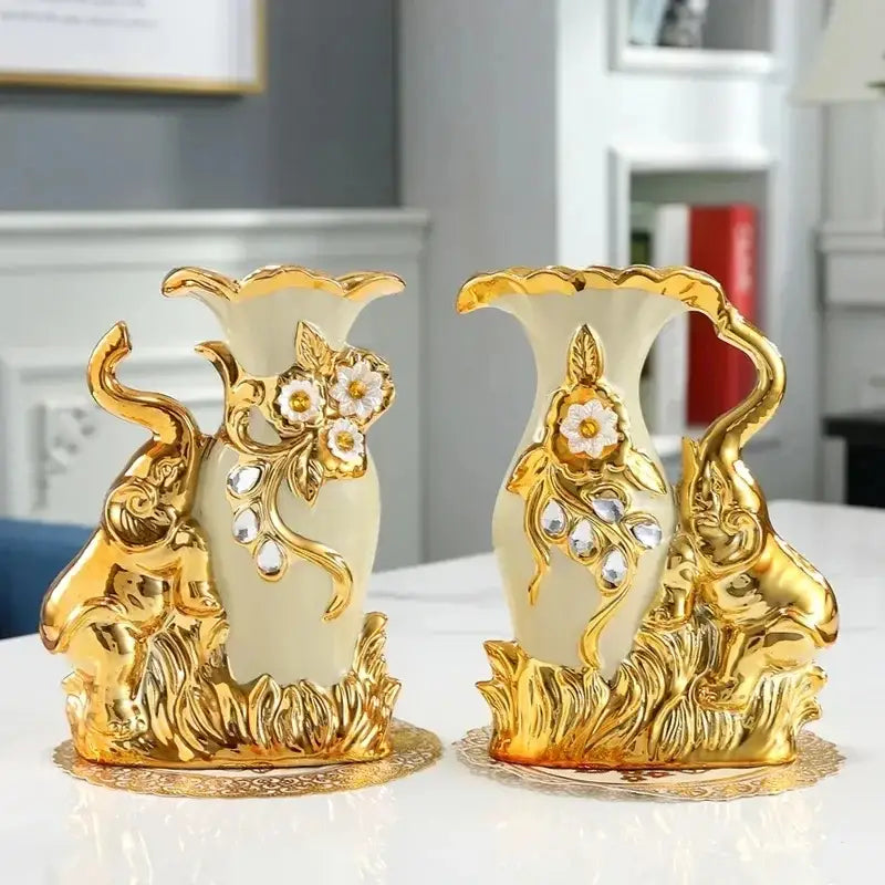 DecorBites™ Gold Glass Vase for Stylish Home Decor