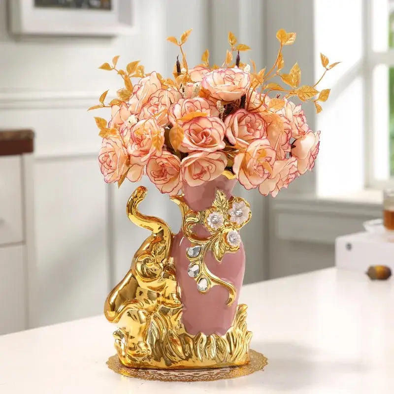 DecorBites™ Gold Glass Vase for Stylish Home Decor
