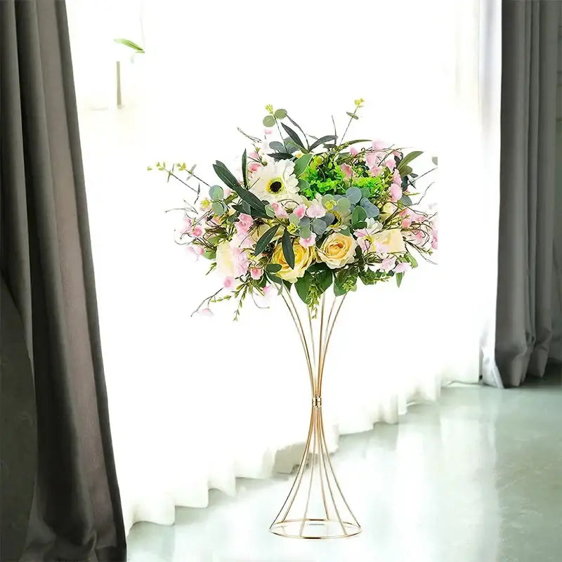 DecorBites™ Gold Iron Flower Vases - Wedding Decor