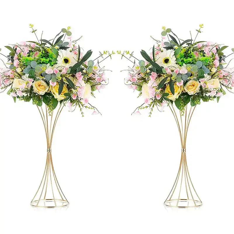 DecorBites™ Gold Iron Flower Vases - Wedding Decor