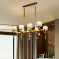 DecorBites™ Gold Island Chandelier with Crystal Draping and 8-Head Floral Design for Contemporary Dining Room