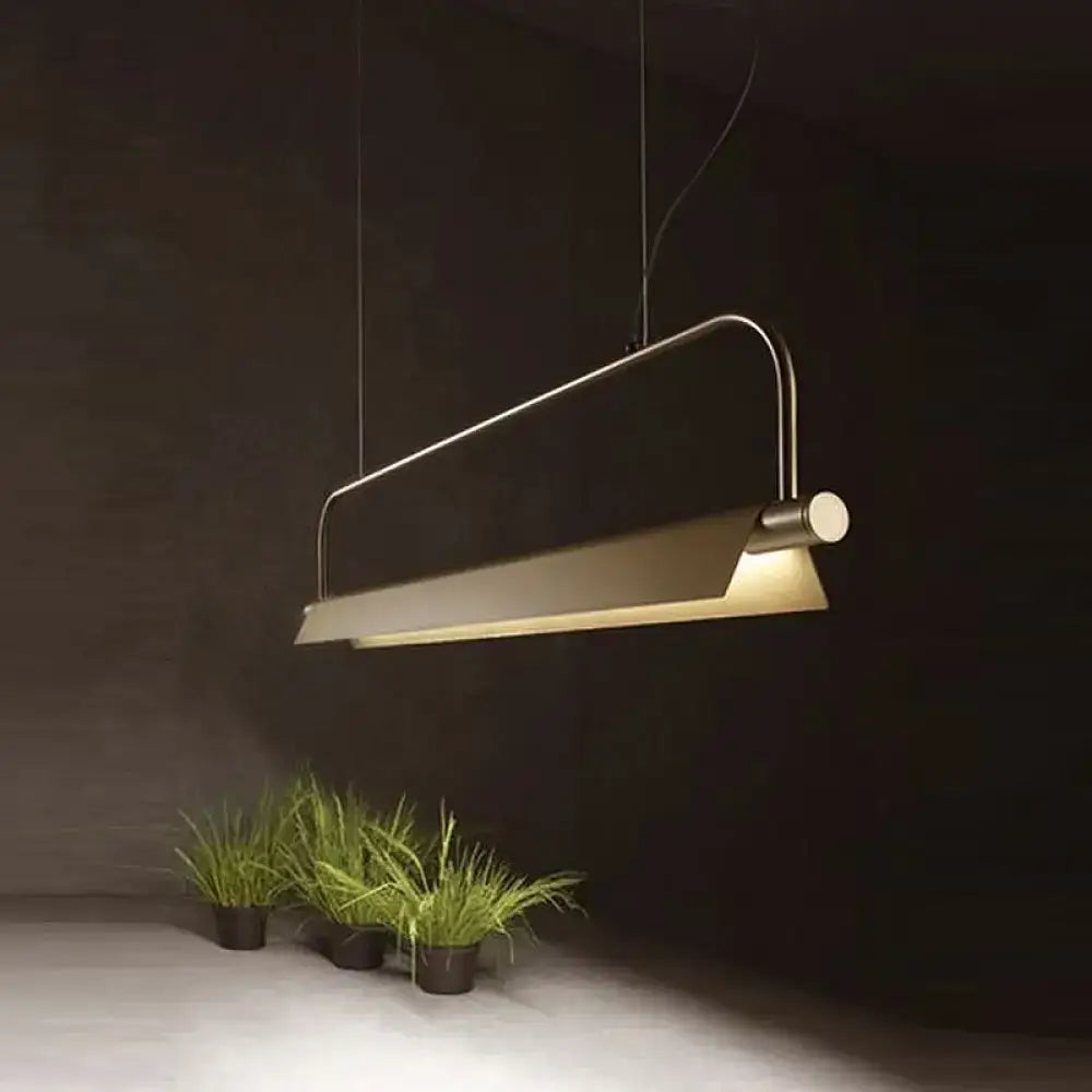 DecorBites™ Gold LED Island Light Fixture - Metallic Colonial Rectangle Design for Restaurants