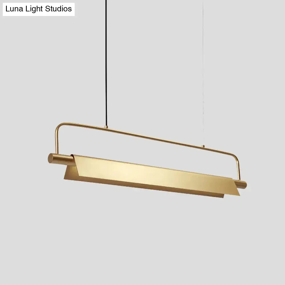 DecorBites™ Gold LED Island Light Fixture - Metallic Colonial Rectangle Design for Restaurants