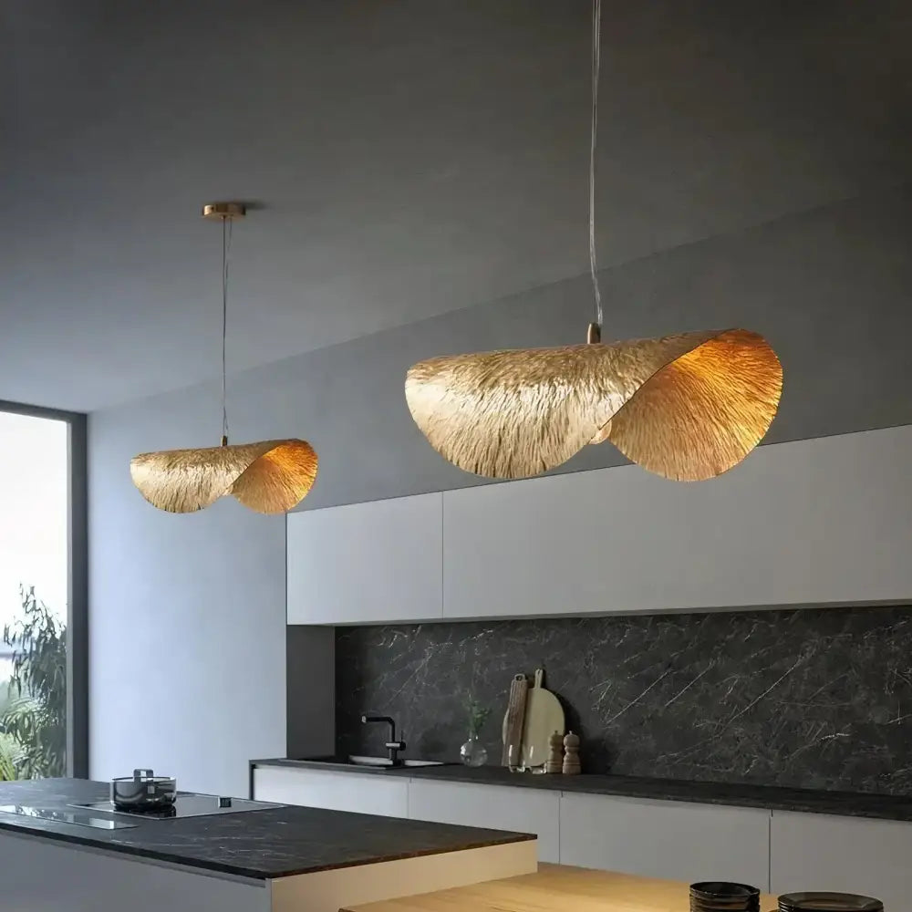 DecorBites™ Gold Lotus Leaf Pendant Light - Modern LED Chandelier