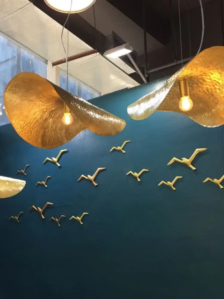 DecorBites™ Gold Lotus Leaf Pendant Light - Modern LED Chandelier