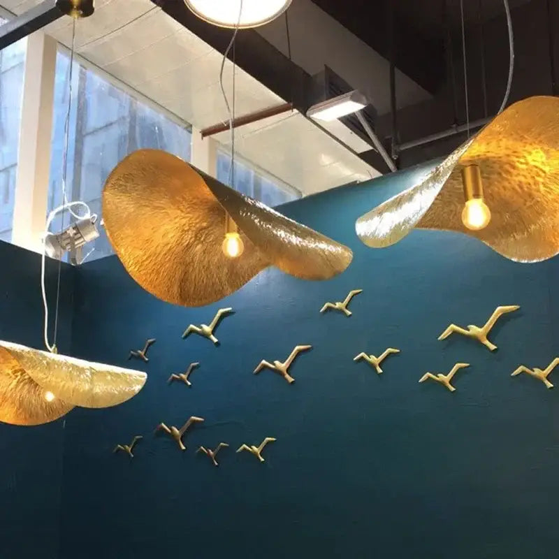 DecorBites™ Gold Lotus Leaf Pendant Light - Modern LED Chandelier
