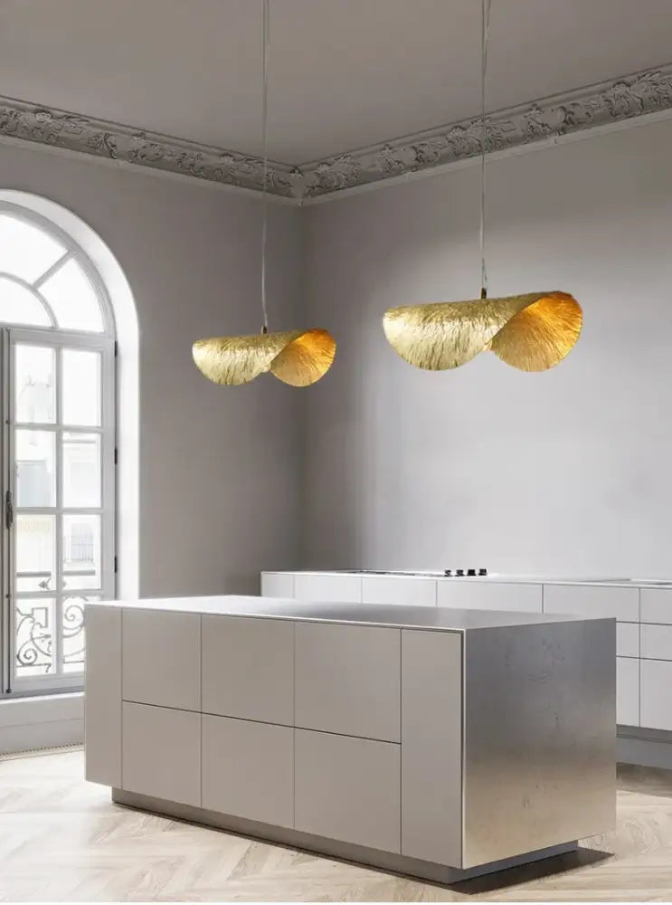 DecorBites™ Gold Lotus Leaf Pendant Light - Modern LED Chandelier