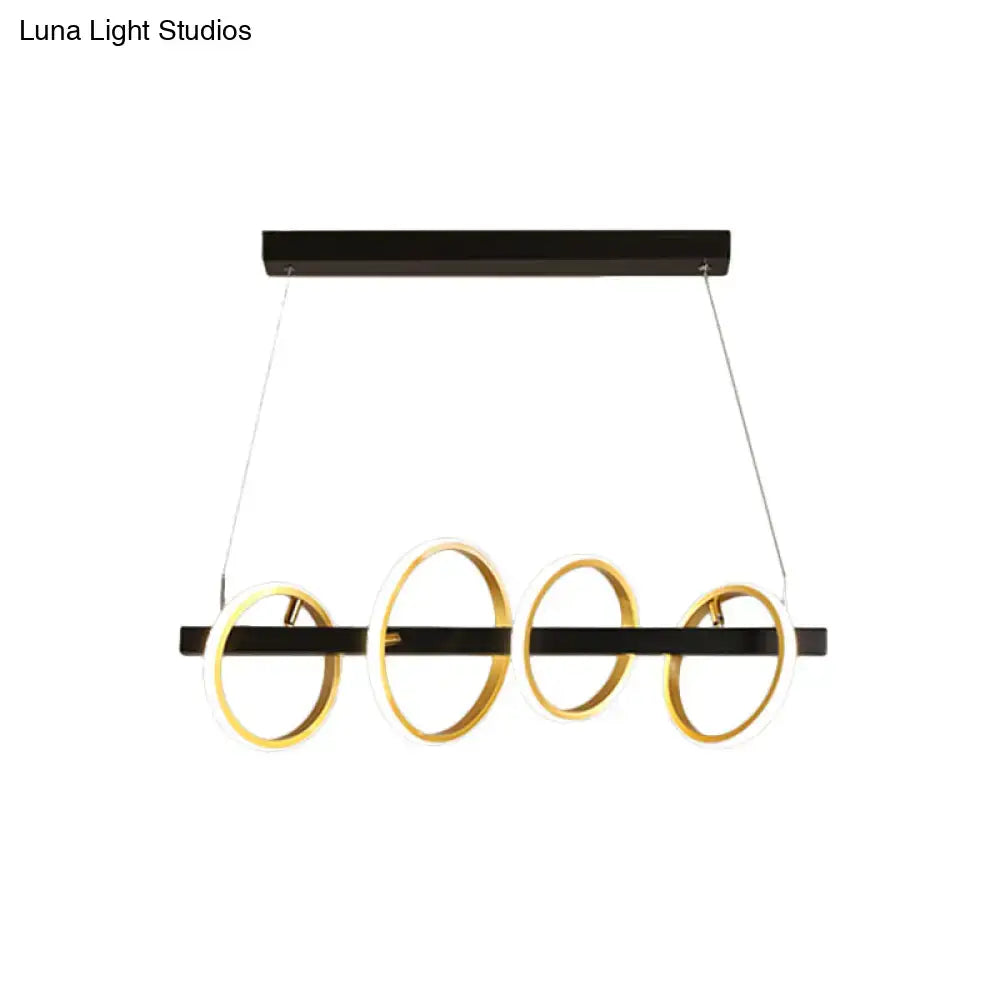 DecorBites™ Gold Metal Ceiling Pendant with Simple Circles Design - 4/5 Heads, Warm/White Light for Dining Room Island