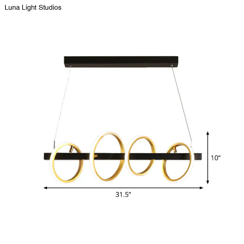 DecorBites™ Gold Metal Ceiling Pendant with Simple Circles Design - 4/5 Heads, Warm/White Light for Dining Room Island