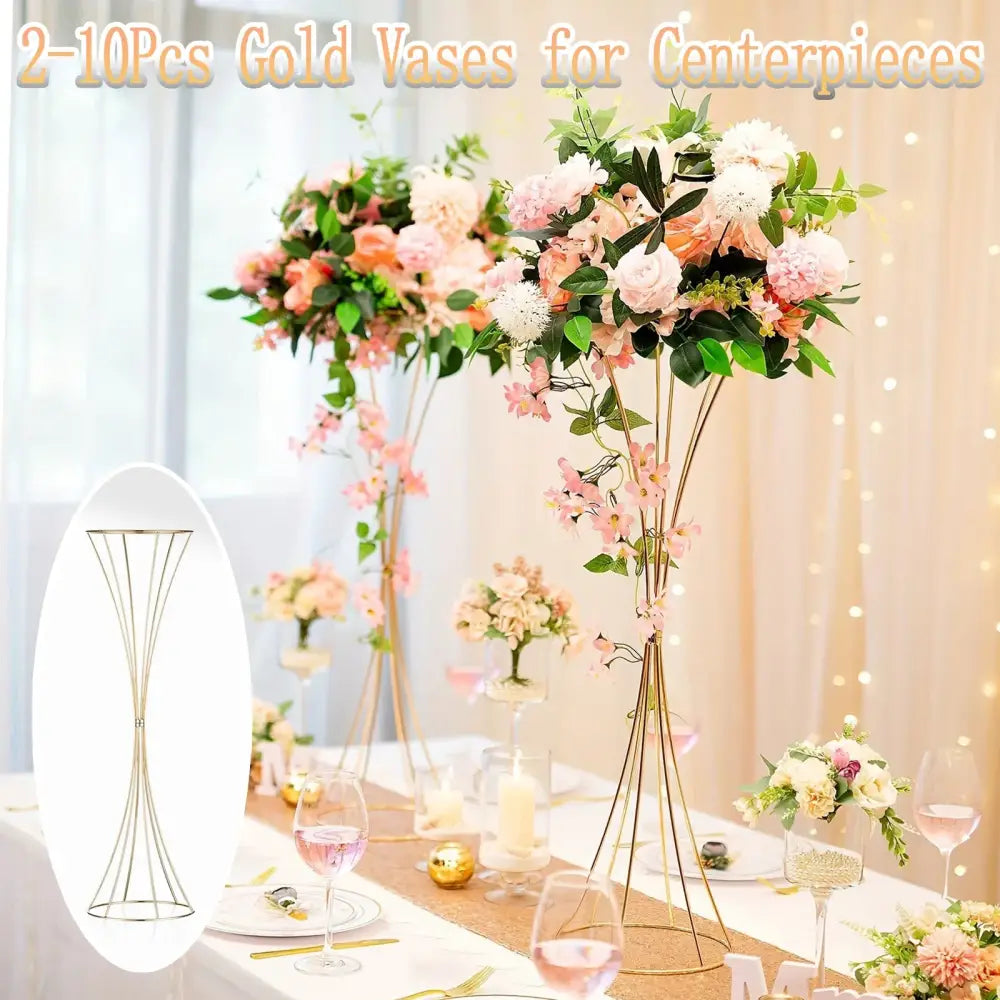 DecorBites™ Gold Metal Trumpet Flower Stand Vases
