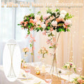 Decorbites gold metal trumpet flower stand vases with sleek modern design featuring thin vertical rods