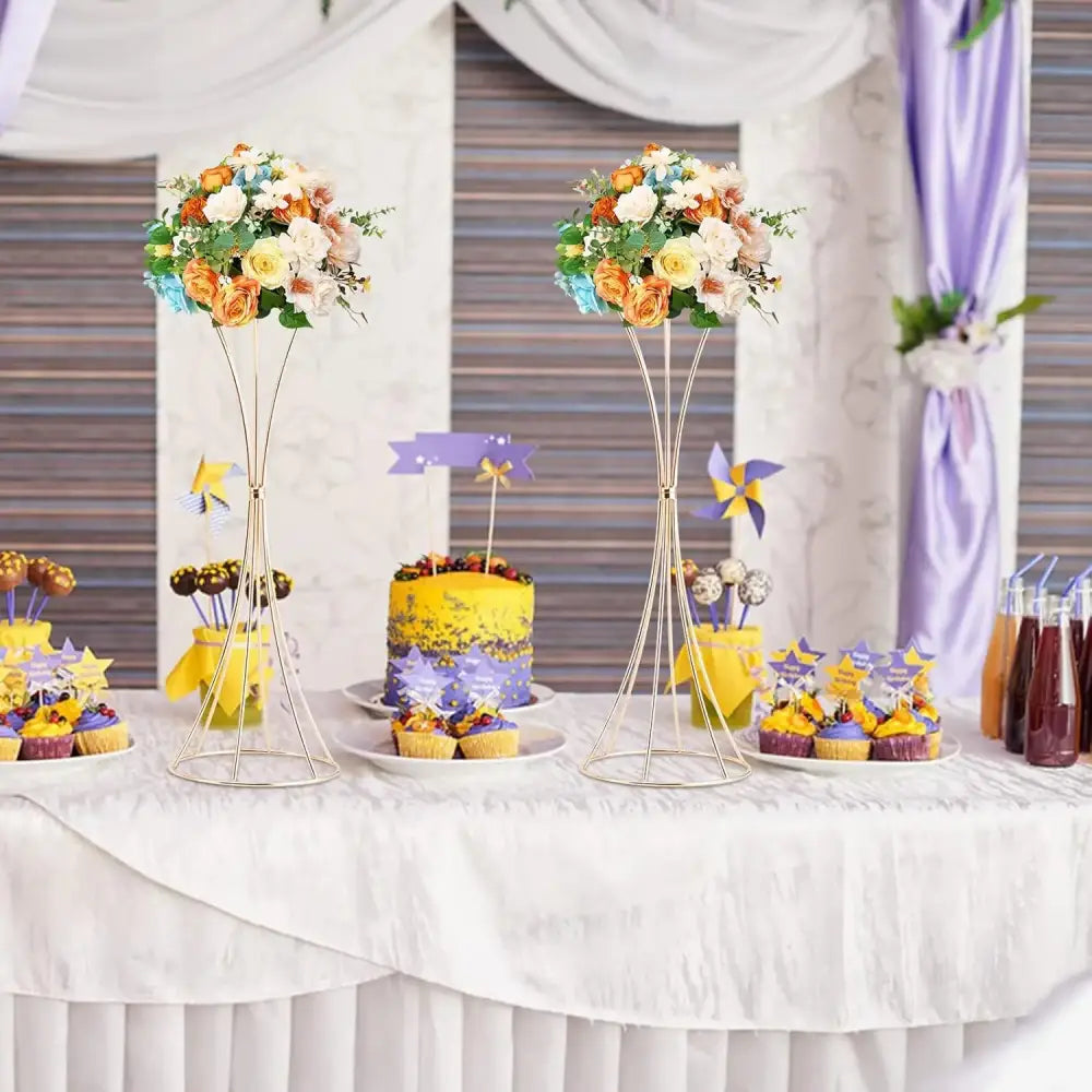 DecorBites™ Gold Metal Trumpet Flower Stand Vases
