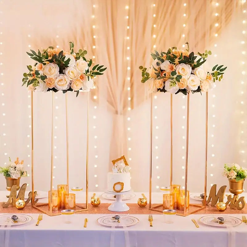 DecorBites™ Gold Metal Vase Set for Home Events