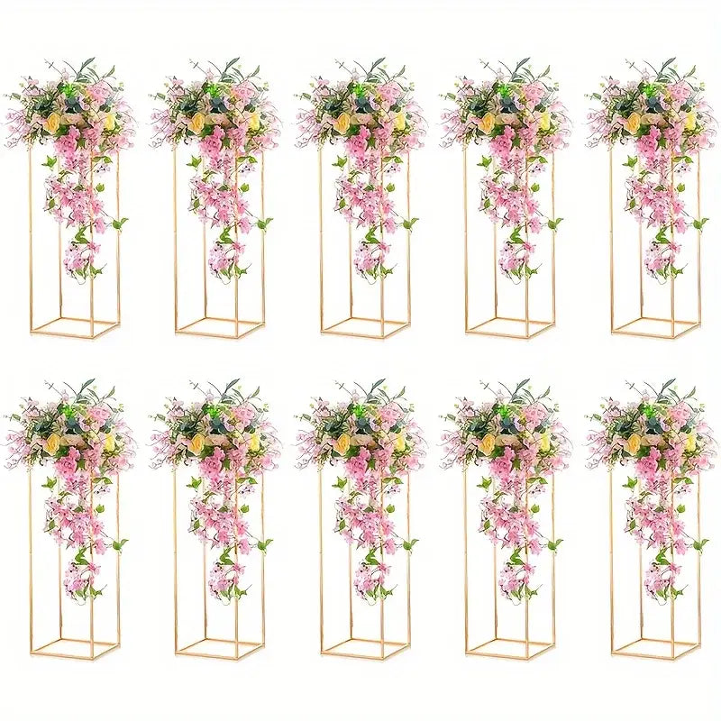 DecorBites™ Gold Metal Vase Set for Home Events