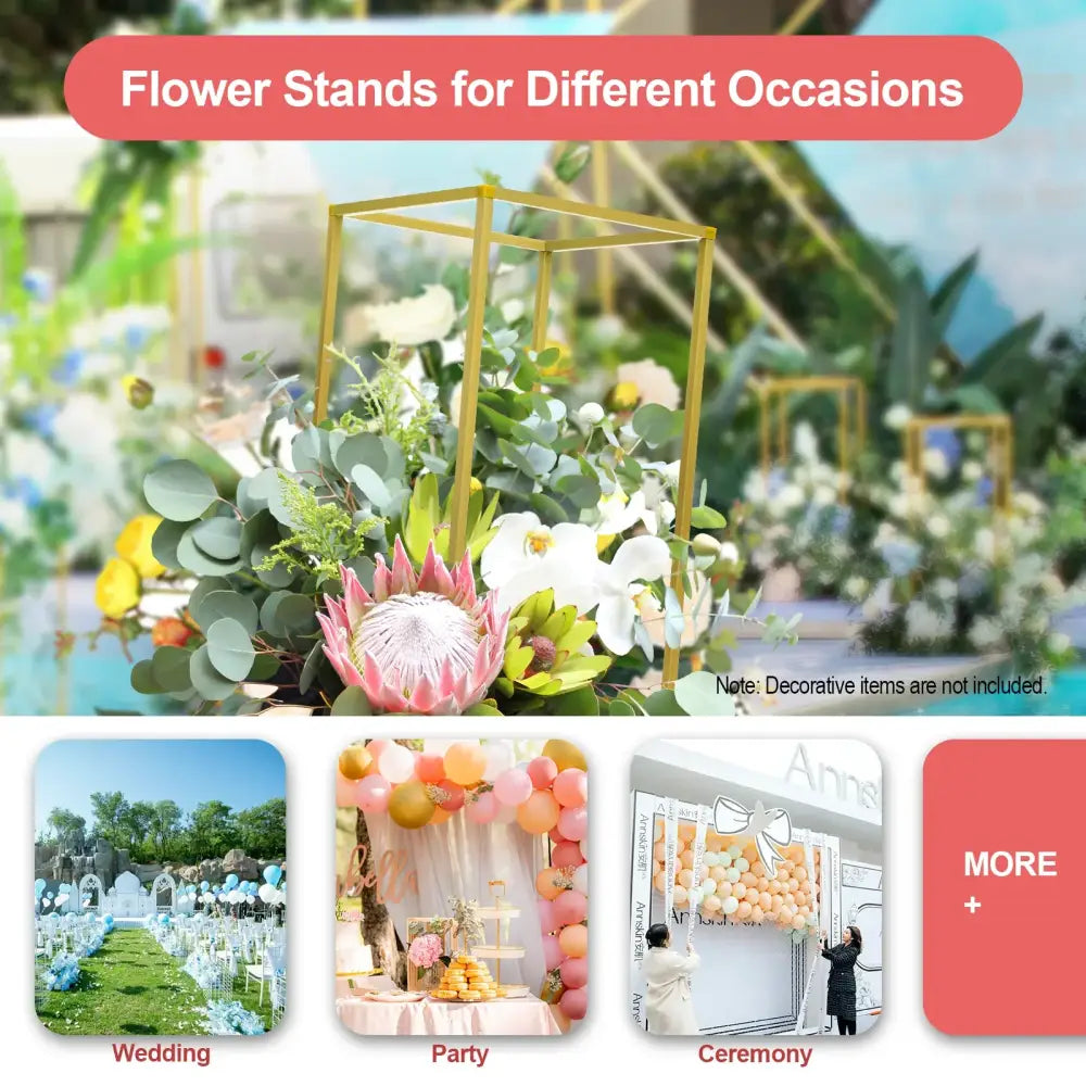 DecorBites™ Gold Metal Wedding Flower Stand Set
