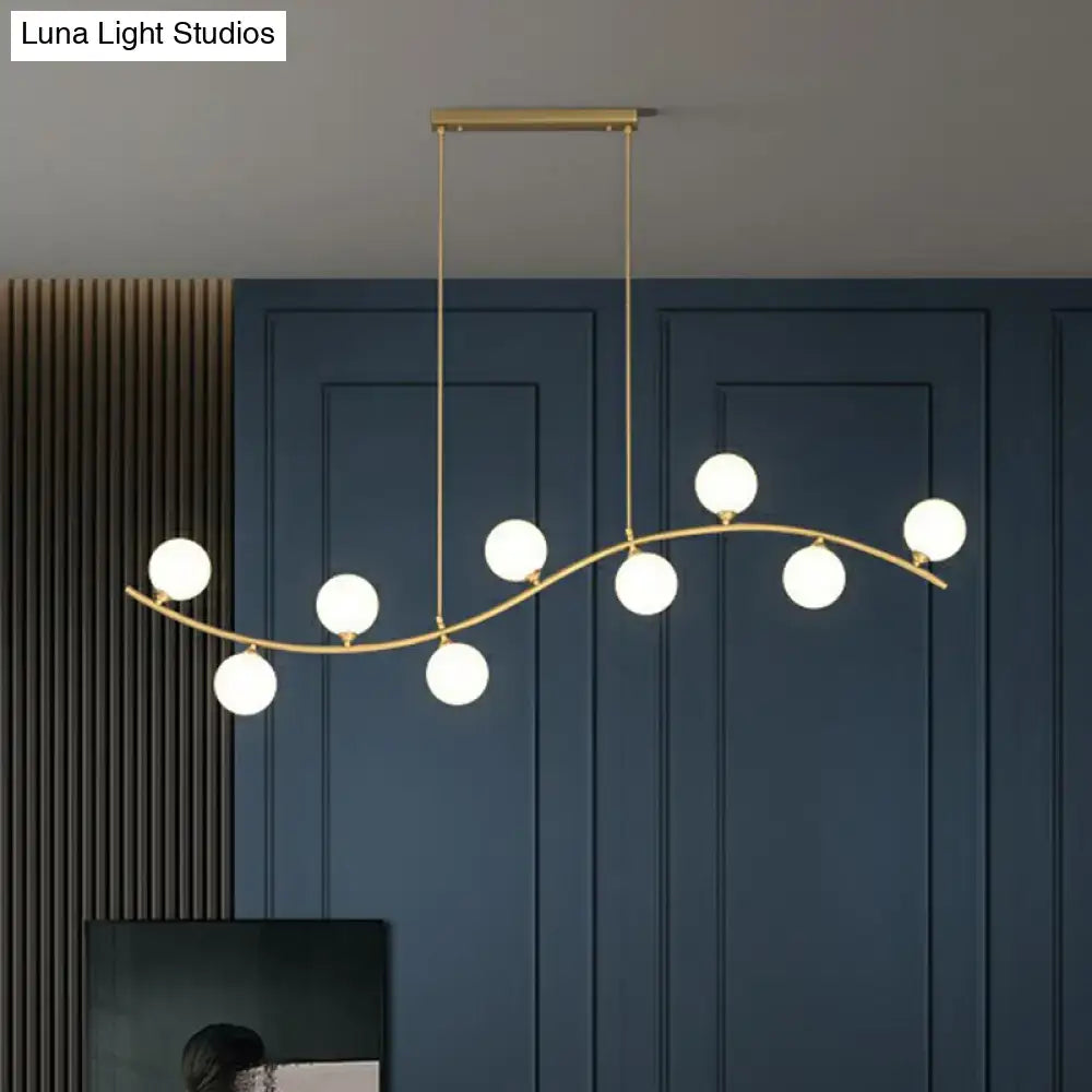 DecorBites™ Gold Milk Ball Glass Pendant Lighting for Minimalist Dining Room Island