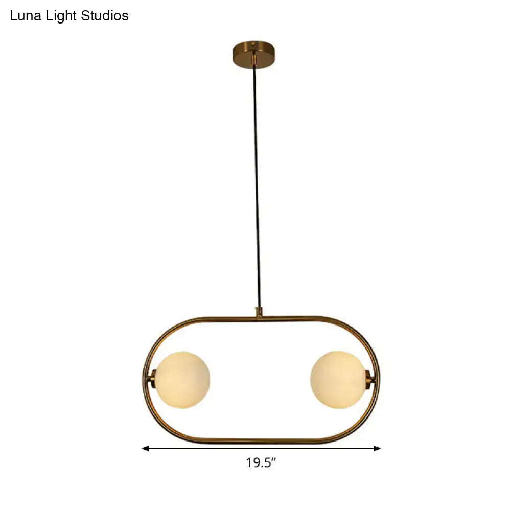 DecorBites™ Gold Modern Globe Hanging Chandelier with Frosted Glass, 2 Bulbs – Bedroom LED Pendant Light