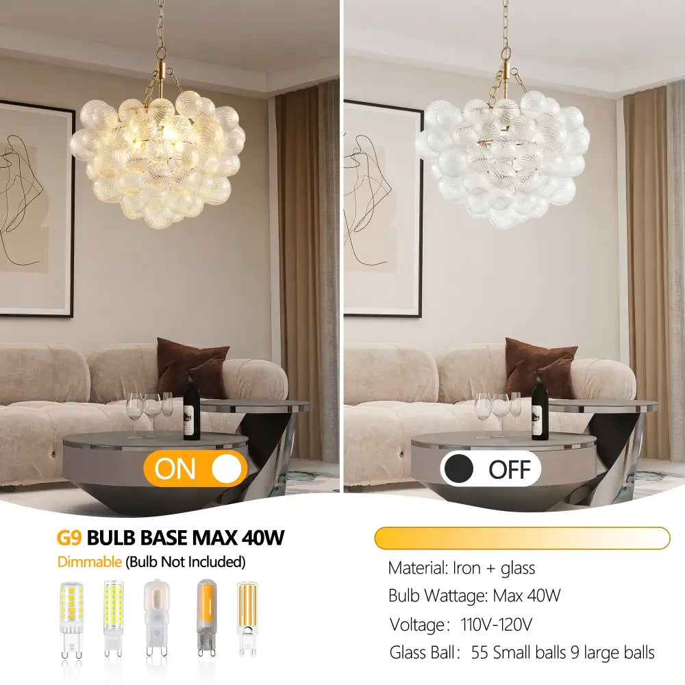 DecorBites™ Gold Pendant Chandelier with Adjustable Height
