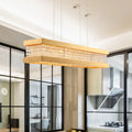 DecorBites™ Gold Rectangular Frame Crystal Pendant Light - Contemporary 6-Bulb Island Hanging Lamp