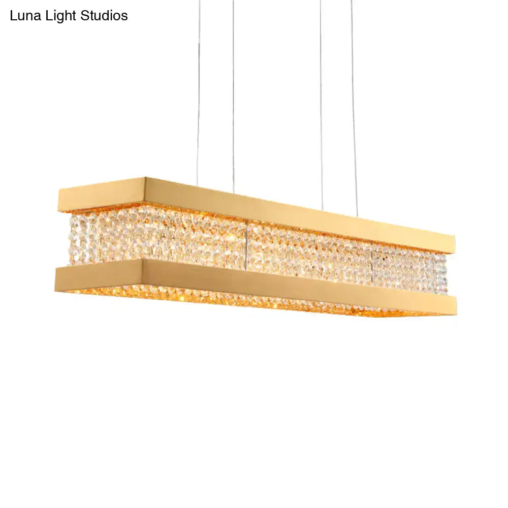 DecorBites™ Gold Rectangular Frame Crystal Pendant Light - Contemporary 6-Bulb Island Hanging Lamp