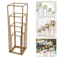Gold wedding flower vase stand set by DecorBites featuring a modern geometric gold metal flower stand design