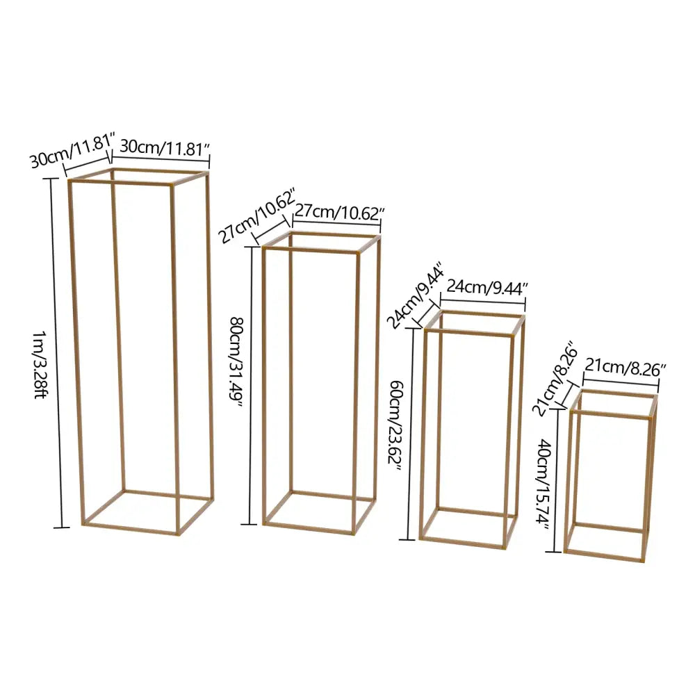 DecorBites™ Gold Wedding Flower Vase Stand Set
