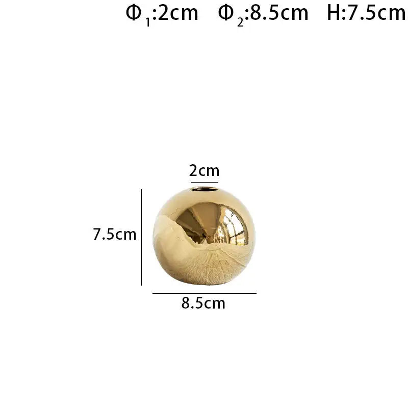 DecorBites™ Golden Ball Ceramic Vase Home Decor