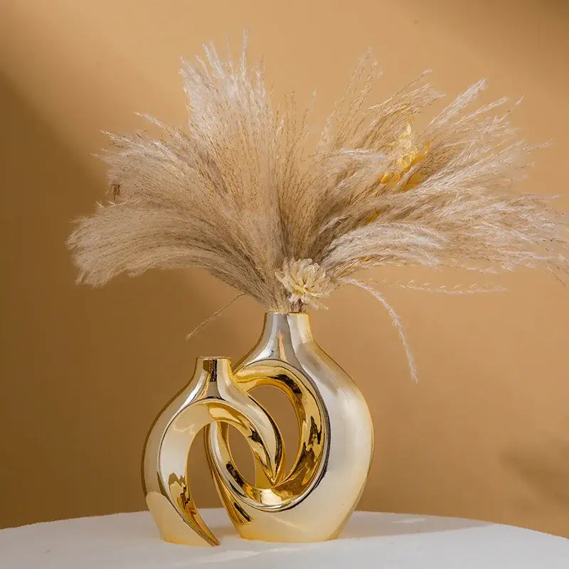 DecorBites™ Golden Flower Vase - Home Decor Accessory