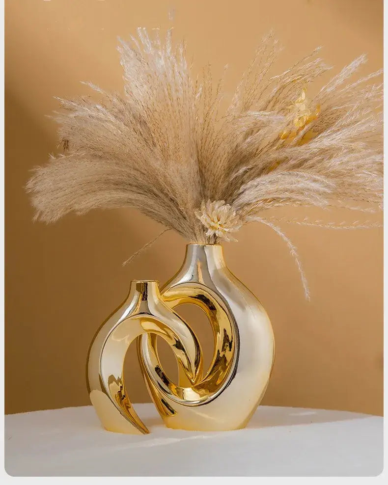 DecorBites™ Golden Flower Vase - Home Decor Accessory