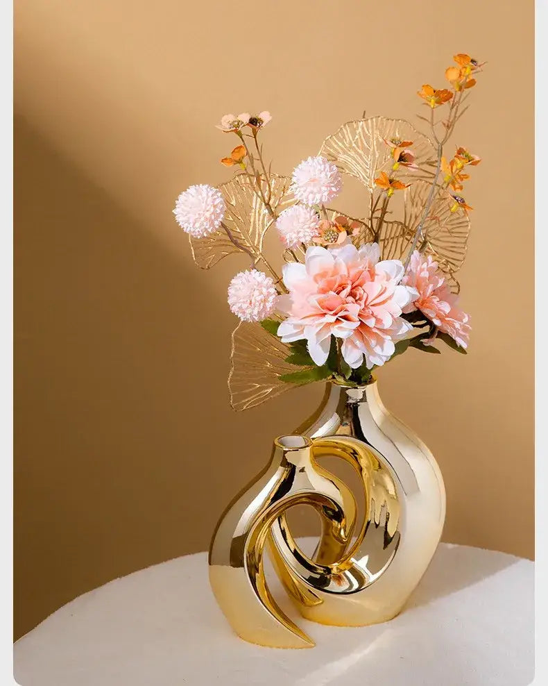 DecorBites™ Golden Flower Vase - Home Decor Accessory