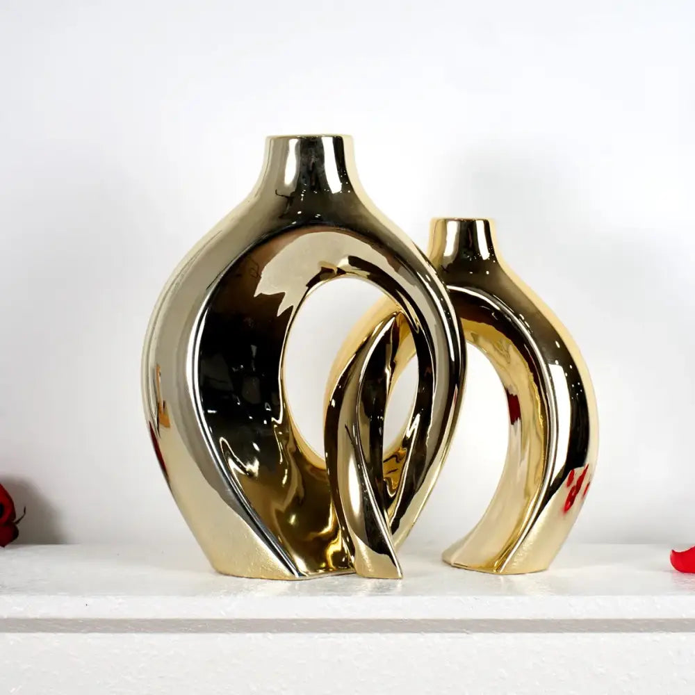 DecorBites™ Golden Flower Vase - Home Decor Accessory