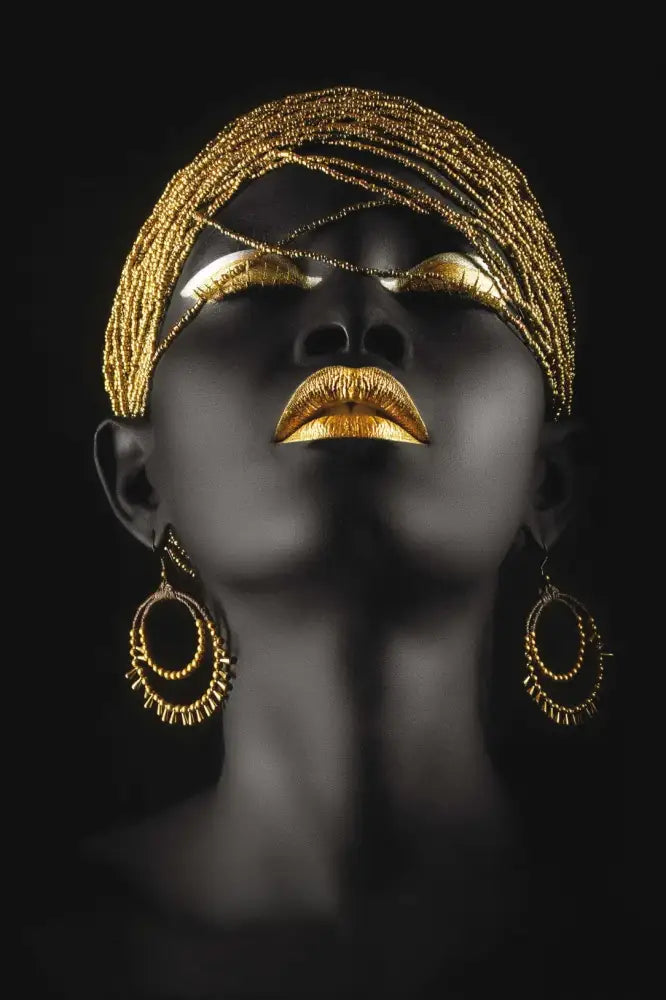 DecorBites™ Golden Jewelry African Woman Canvas Art