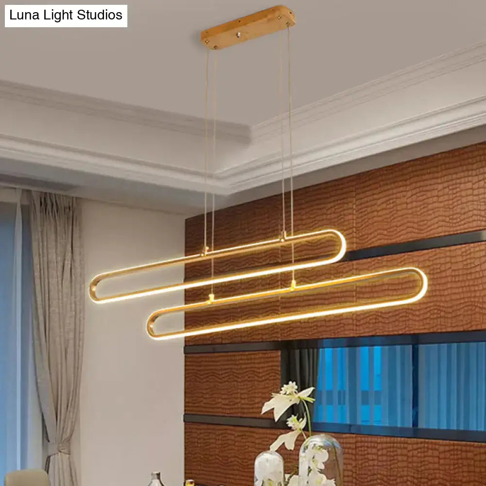 DecorBites™ Golden LED Aluminum Island Pendant Light - Modern Elliptical Design, Warm/White 39"/47