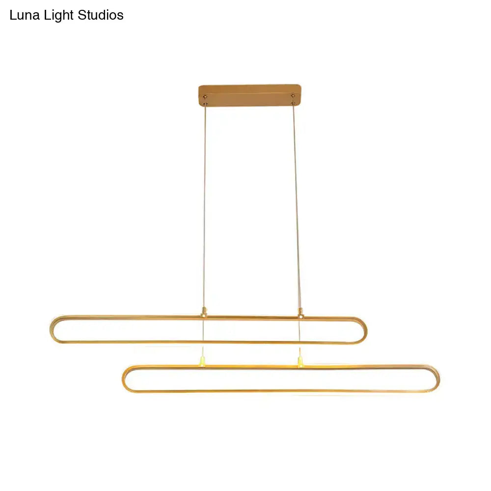 DecorBites™ Golden LED Aluminum Island Pendant Light - Modern Elliptical Design, Warm/White 39"/47