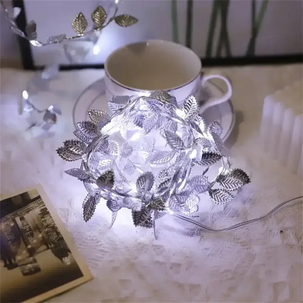 DecorBites™ Golden Silver Leaf Fairy Lights for Events