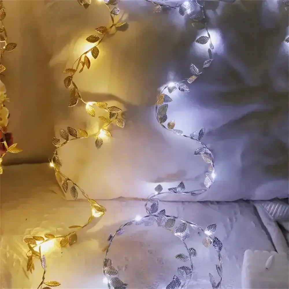 DecorBites™ Golden Silver Leaf Fairy Lights for Events