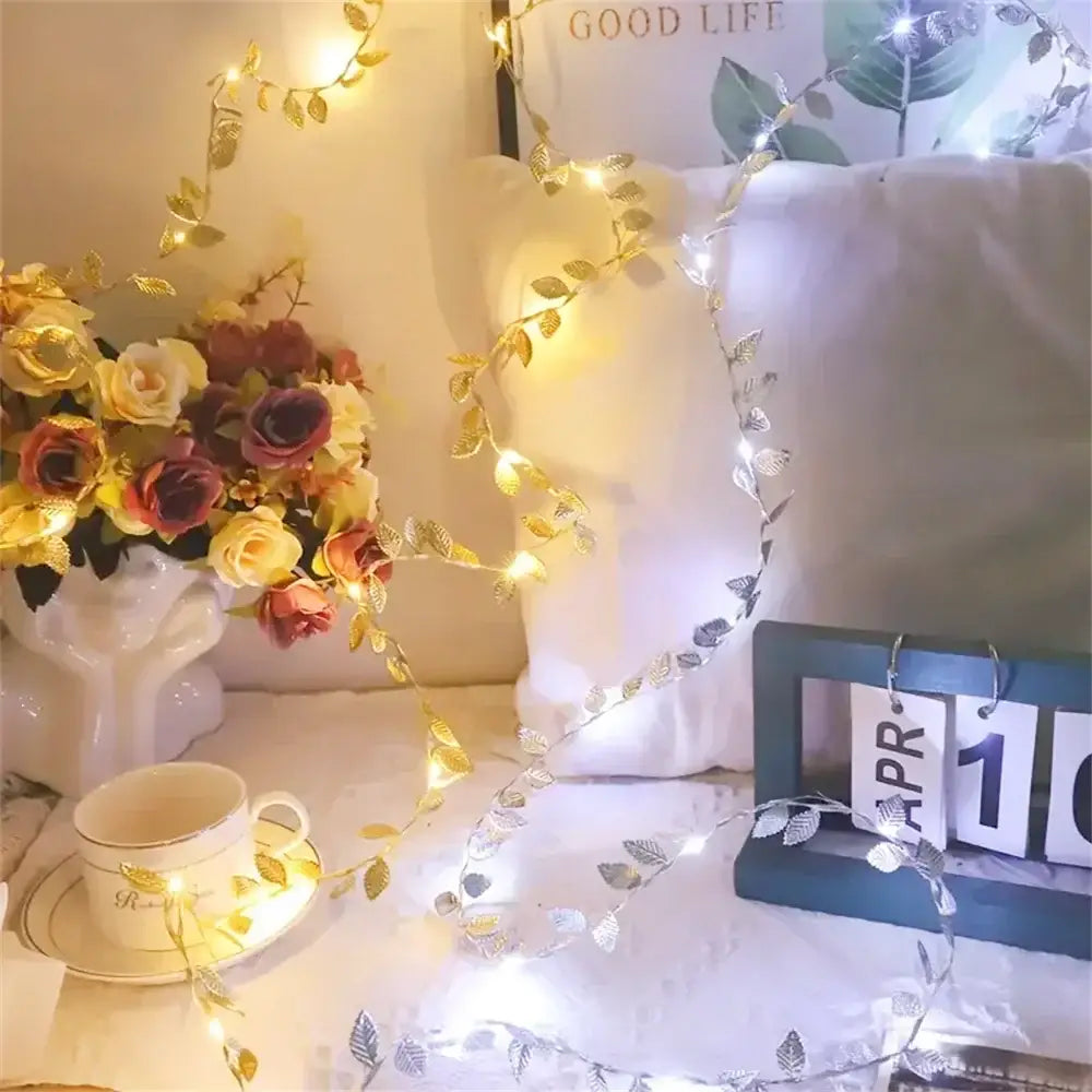 DecorBites™ Golden Silver Leaf Fairy Lights for Events