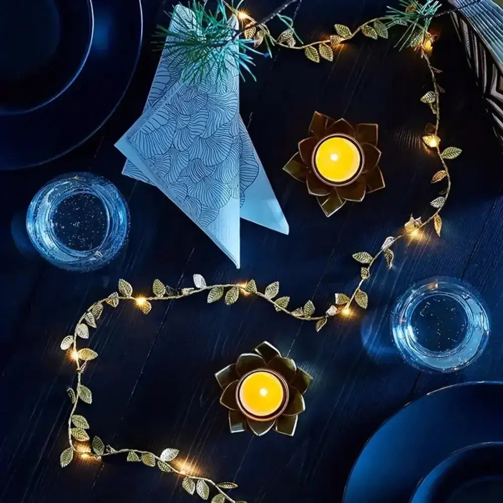 DecorBites™ Golden Silver Leaf Fairy Lights for Events