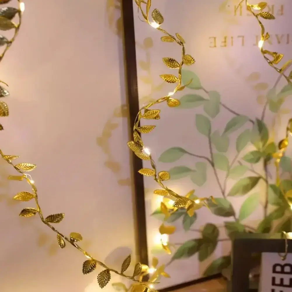 DecorBites™ Golden Silver Leaf Fairy Lights for Events