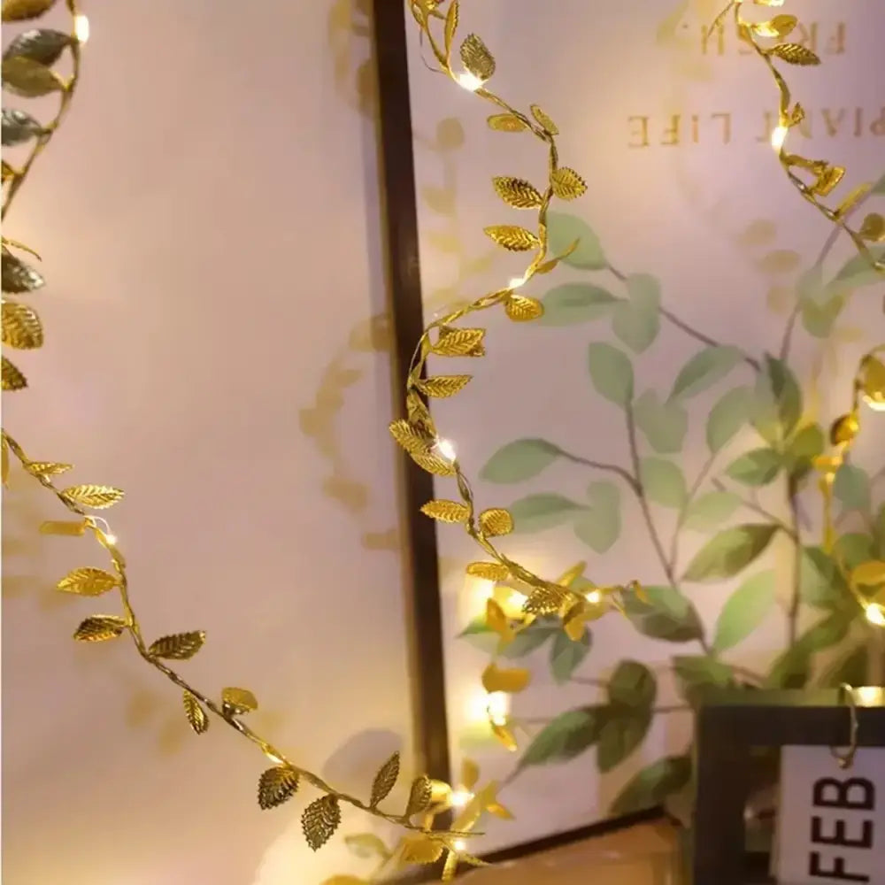 DecorBites™ Golden Silver Leaf Fairy Lights for Events