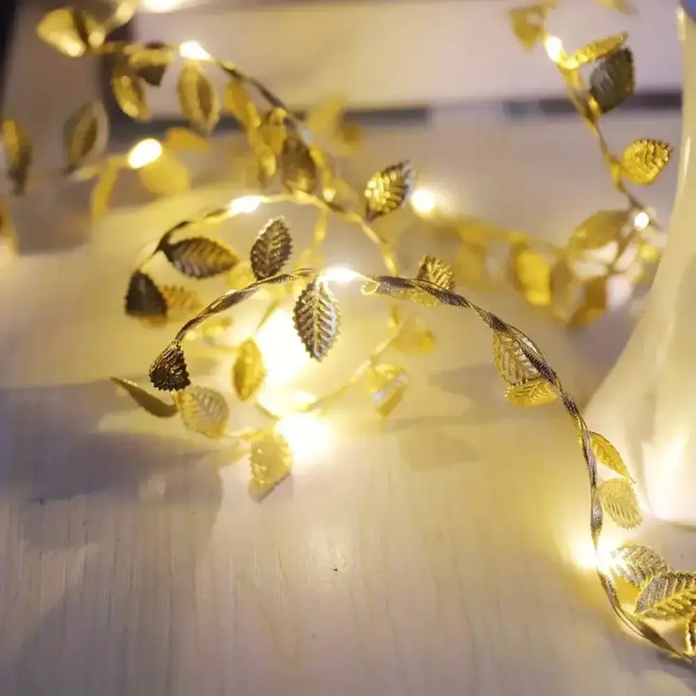 DecorBites™ Golden Silver Leaf Fairy Lights for Events