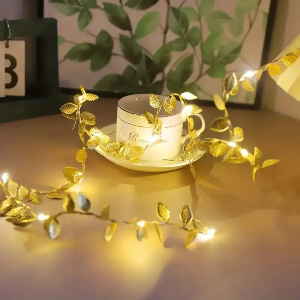 DecorBites™ Golden Silver Leaf Fairy Lights for Events