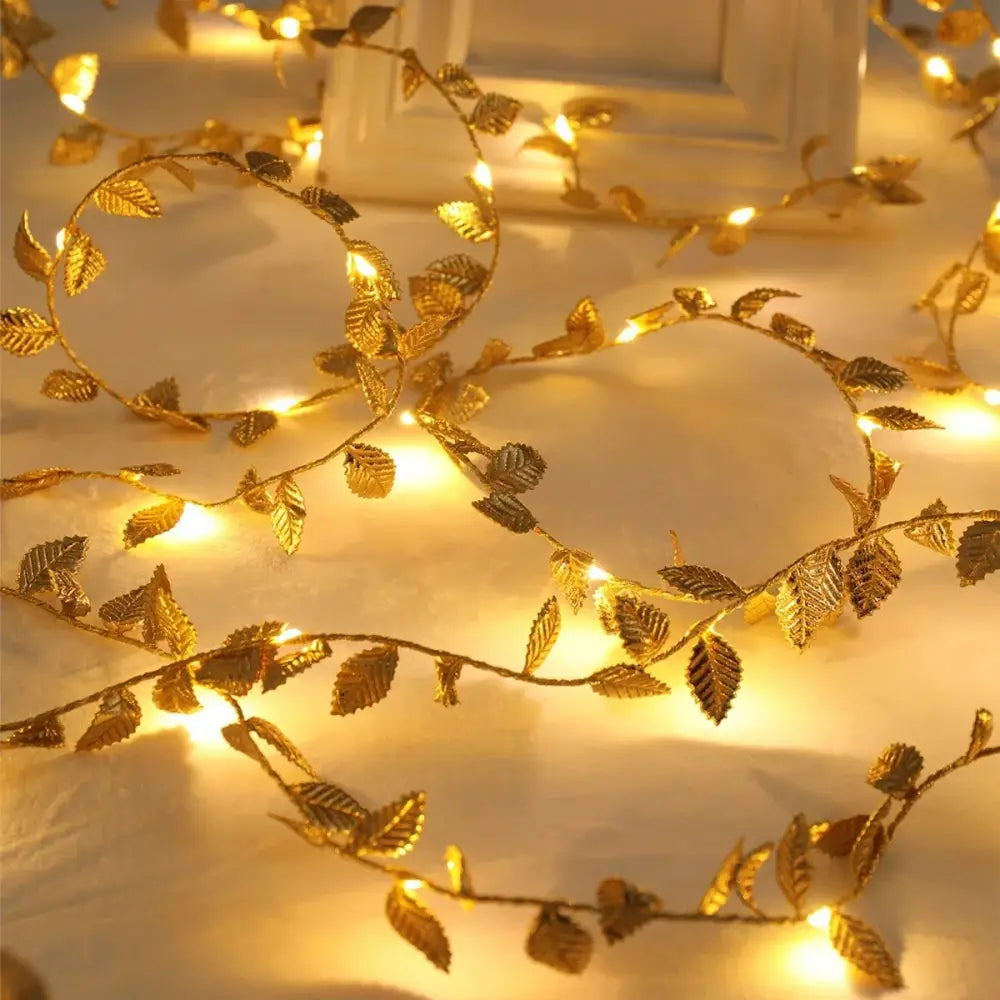 DecorBites™ Golden Silver Leaf Fairy Lights for Events
