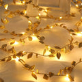 DecorBites golden silver leaf fairy lights with tiny golden leaves and warm glowing bulbs for event decoration