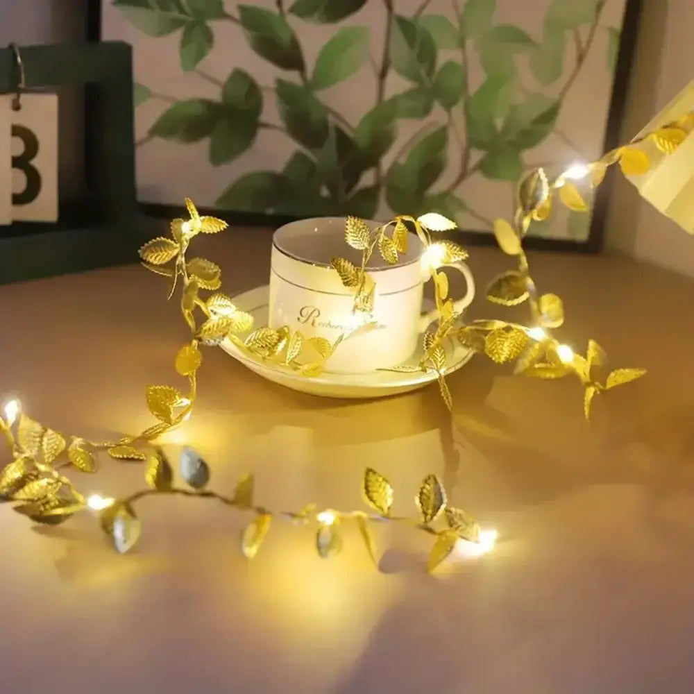 DecorBites™ Golden Silver Leaf Fairy Lights for Events