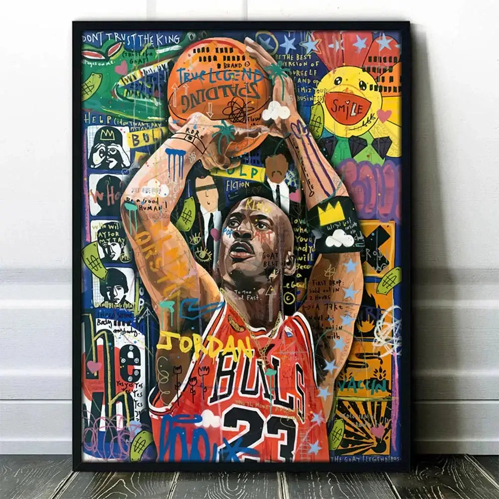 DecorBites™ Graffiti Basketball Celebrities Wall Art Print