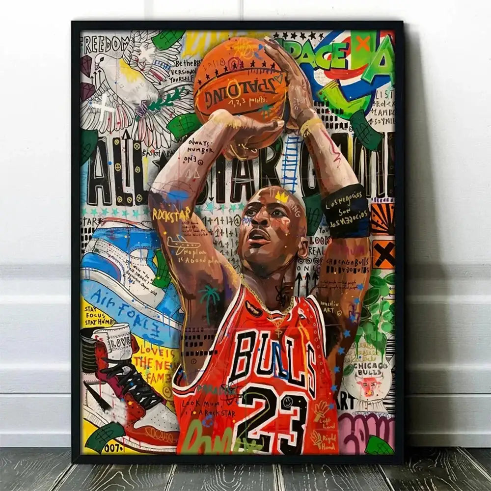 DecorBites™ Graffiti Basketball Celebrities Wall Art Print