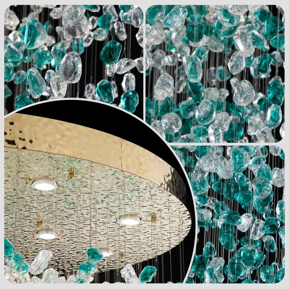 DecorBites™ Green Crystal Stone Chandelier for Modern Spaces