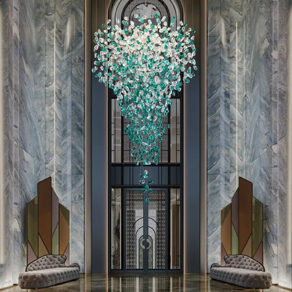 DecorBites™ Green Crystal Stone Chandelier for Modern Spaces