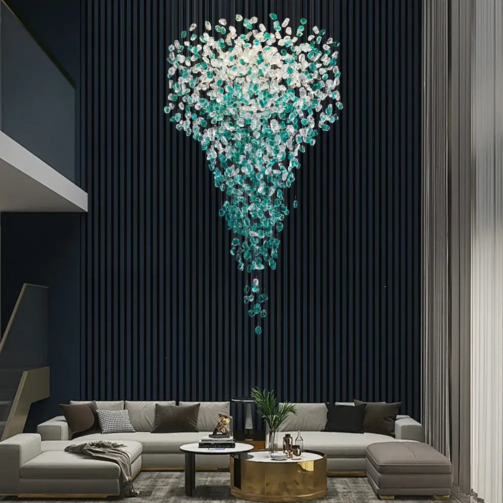 DecorBites™ Green Crystal Stone Chandelier for Modern Spaces